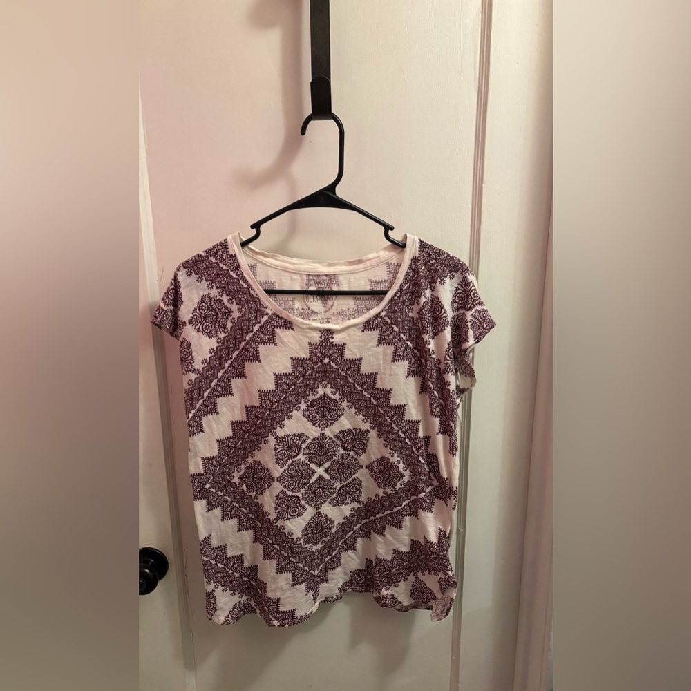 Lucky Brand Maroon Geometric Short Sleeve Tee